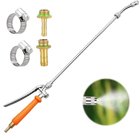 WANDGU 72 cm Garten Gießstab Metall: Sprühstab mit 180° schwenkbaren Kopf, Lang Gartenbrause mit Daumensteuerung, Bewässerung Zauberstab Ersatz Universal Sprühstab für Blumenampeln und Sträucher