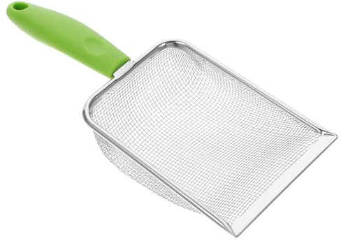 Supvox Pala de playa con concha larga para niños, mango limpio, palas de avistamiento, bombardeo para artículos, pala multiusos, pala de malla hecha a mano, filtro de arena, pala de acero inoxidable