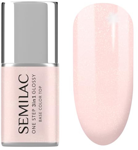 Semilac UV-Nagellack 3in1 One Step Glossy S257 Naked Glitter Rose 7 ml