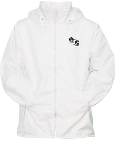 Men’s Waterproof Bowling Jacket White Fleece Lined Lawn Bowls Coat Windproof Zip Up Outerwear with Detachable Hood Elasticated Cuffs Pockets Sports Jacket for Outdoor Bowls