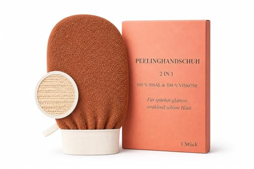 PEELINGHANDSCHUH - EINZIGARTIGER 2-in-1 Sisal & Viskose Handschuh – Körper Peeling Handschuh für Dusche & Hamam, exfoliating glove zur sanften und intensiven Hauterneuerung für glatte Haut