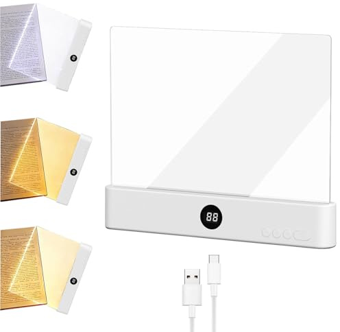 Luz Plana para Libros, Luz Para Libros De Página, Luz LED para Libros, Lámpara LED Para Página de Libro, Luz de Pantalla Plana para Leer en la Cama, Luz de lectura, para lectores, hogar, oficina (M1)