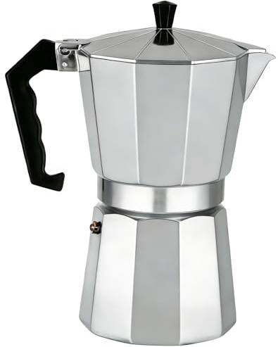 Vexaflow Caffettiera Moka, Express 6 Tazze, Manico Antiscottatura, Valvola di Sicurezza, Non Adatta A Induzione, Caffettiera Espressa in Alluminio con Guarnizione in Silicone
