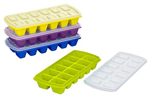 Kigima Eiswürfelbehälter mit Deckel 4er Set – Praktische Eiswürfelform auslaufsicher aus BPA-freiem Plastik – Vielseitige Eiswürfel Form für 48 Eiswürfel – Eiswürfelformen Set – Made in EU