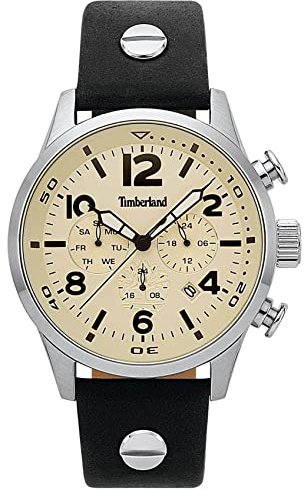 Timberland Jenness Herren Uhr analog Quarzwerk mit Leder Armband 15376JS-07
