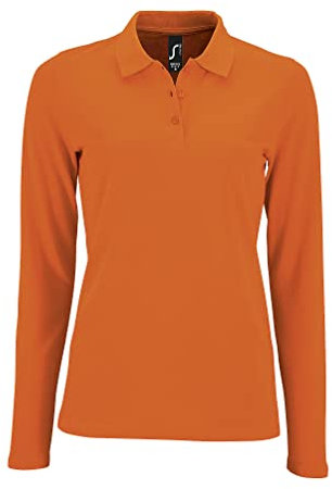 Sols Damen Pique-Polo-Shirt, langärmlig (XL) (Orange)