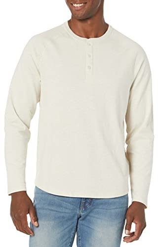 Amazon Essentials Men's Regular-Fit Long-Sleeved Henley Shirt (Available in Big and Tall), Oatmeal Heather, XL