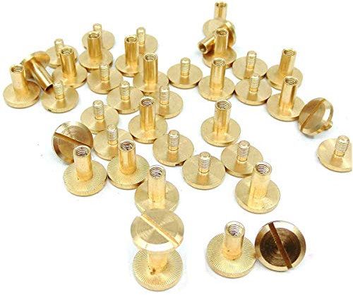dancepandas Chicago Laiton Binding Screws, 20 pièces Visse Chicago Rivets en Cuir Métal Accessoires Rivet À Ongles Chicago Button Vis Pointes pour DIY Décoration en Cuir Reliure (4X6mm)
