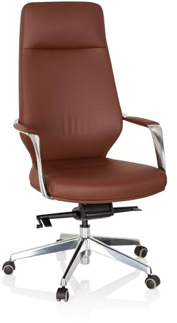 hjh OFFICE 600984 Eleganter Chefsessel Velvet Kunstleder Braun Bürosessel mit hoher Rückenlehne