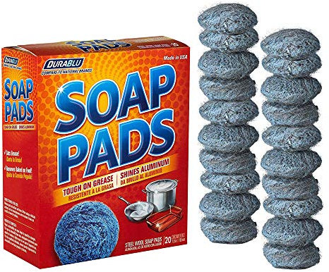 Scrub-It 20 Pack Steel Wool Soap Pads - Metal Scouring Cooktop Cleaning Pads Used for Dishes, Pots, Pans, and Ovens - Pre-Soaped for Easy Cleaning of Tough Kitchen Grease and Oil