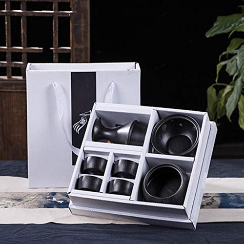 Warm Wine Home Wine Set Creative Hip Flask 7 Piece Set Black Ceramic Warmer