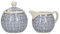 London Pottery Out of The Blue Milk Jug and Sugar Bowl Set with Lattice Design, Stoneware, White/Blue, 2 Pieces