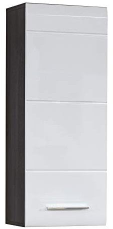 trendteam smart living Sardegna Armoire de Toilette avec Espace de Rangement, Line, 60 x 68 x 20 cm, Blanc Brilliant/Argenté fumé