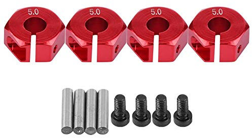 Wheel Hex Hub Adapters, 12mm Universal Wheel Hex Hub Adapter for HSP Sakura 1/10 Scale RC Car(5.0MM Red)