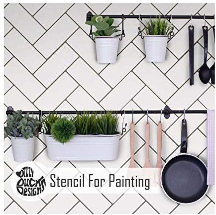 Herringbone Subway Tile Stencil for Painting | Bathroom Kitchen Wall Floor Stencils