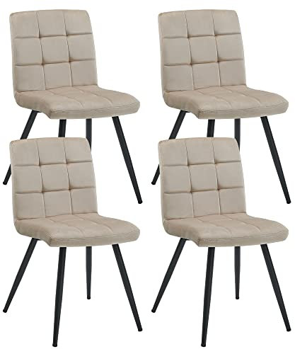 Duhome Esszimmerstühle 4er Set Küchenstuhl Wohnzimmerstuhl Samtstuhl mit Rückenlehne, Gestell aus Metall Polsterstuhl Design, Beige