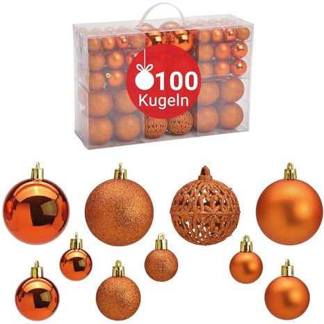 WOMA Christbaumkugeln Set Kupfer & 22 weiteren Farben - 50er & 100er Weihnachtskugeln Set - Weihnachtskugeln Kunststoff - Weihnachtsbaum Deko & Christbaumschmuck