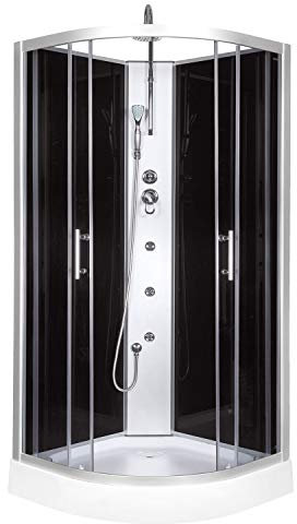 Cabine de douche d'angle complète en verre véritable 80 x 80 cm