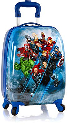 Marvel 18 Inches Suitcase For Kids - Hard Sided Tween Spinner Travel Trolley Kids Suitcase For Boys With Wheels, Avengers, 18 Inch x 12 Inch x 9 Inch, Spinner Rolling