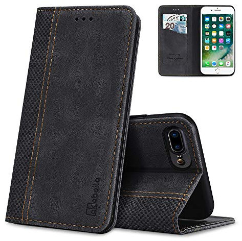 AKABEILA Hülle Kompatibel mit iPhone 8 Plus/7 Plus, Premium PU Leather Flip Folio Wallet Book Case Hülle Cover with Magnetic Closure Stand Card Slot