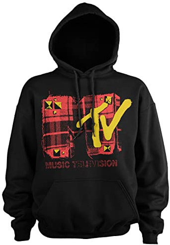 MTV Offizielles Lizenzprodukt Plaid Kapuzenpullover (Schwarz), M