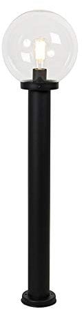 Qazqa - Modern AußenStehleuchte I Stehlampe I Standleuchte I Lampe I Leuchte schwarz mit klarer Kugel 100 cm IP44 - Sfera I Außenbeleuchtung - Edelstahl Länglich - LED geeignet E27