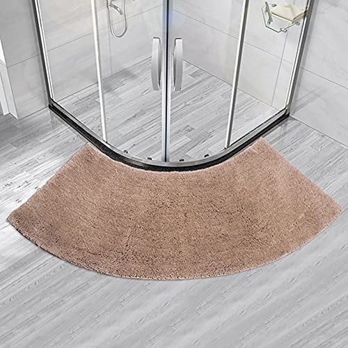 GXFXLP Duschvorleger Halbrund, Weich Duschvorleger Eckdusche, Waschbar Badezimmerteppich für Eckbadewanne, SaugfäHig Bodenteppich für Viertelkreisdusche,Braun