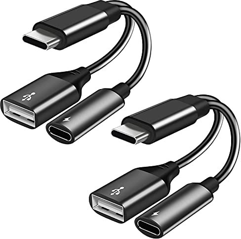 USB C OTG Adapter with Power, USB Type C Splitter with 60W USB C Charging and USB A Female Compatible with Chromecast with Google TV/Samsung S21 S20 S20+ Ultra/Google Pixel 5 4 4 XL /LG V40 V30 G6