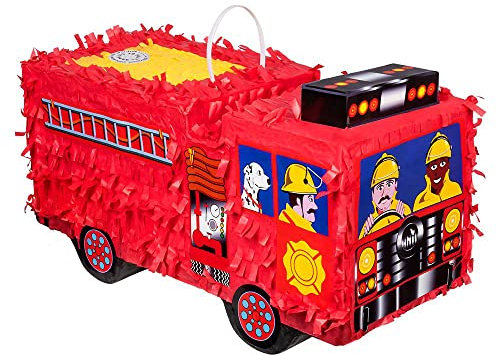 Boland 30966 - Pinata Feuerwehr-Auto, Größe 43 x 24 x 18 cm, Fire-Truck, Löschfahrzeug, Geburtstag, Dekoration, Party-Spiel, Geschenk