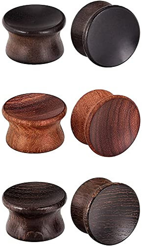 Longbeauty 6 Stk Ohr Plug Flesh Tunnel Set Double Flared Ohr Expander Piercing Schmuck in 3 Farben, 18mm