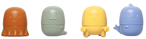 Ubbi Juguetes Intercambiables para bañera, Juego de 4, Mezcla y combina Accesorios de baño para bebés, Juguetes de Agua para Jugar a la Hora del baño de los niños, Naranja Apagado, Verde, Amarillo y
