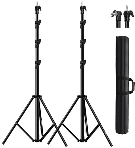 Godox 2 x 3 m robuste Lichtstative, federgepolsterte Stativ-Ständer, maximale Traglast: 10 kg, tragbar, mit Tragetasche für Fotografie, Aufnahmen, Fotostudio, 2 Stück