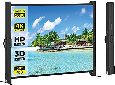 Portable Projector Screen with Stand, 50 Inch 4:3, Outdoor Projector Screen, Lightweight and Retractable, 1.2 High Gain Wrinkle-Free Video Projection Screens, for Home Cinema, Meeting Presentation.