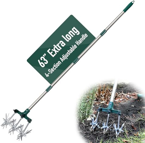 Altdorff Rotationsgrubber für Gartenarbeit, 160 cm, extra lang, verstellbar, Gartenfräse und Handgartenkultivatoren mit abnehmbaren Aluminiumzinken, Nachsaat von Gras oder Bodenmischung