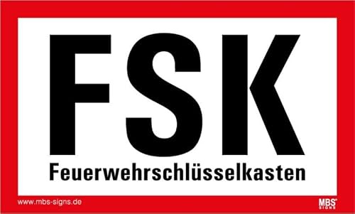 PP-Platte Schlüsselkasten Schlüsseldepot FSK/FSD Feuerwehr Hinweis Schild | 100x60mm Variante wählbar, Größen Name: FSK (Text)