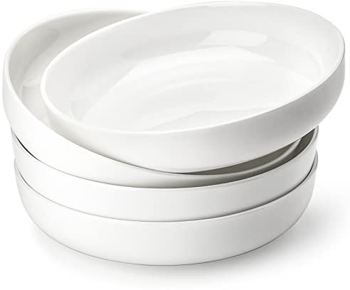 Leegg Ceramic Dessert Plates Set of 4 Small Round Plates 5.5 Inch for Dessert Salad Appetizer Cake (White)