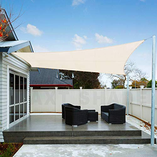 AXT SHADE Benutzerdefinierte Größe Sonnensegel Wasserdicht Rechteckig 2.75x4.75m Wetterschutz Sonnenschutz PES Polyester mit UV Schutz für Terrasse Balkon Garten-Creme