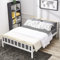 Panana Double Bed Frame Wooden 4FT6 Bed Thicked Slats Bed Room Furniture, White+Wood