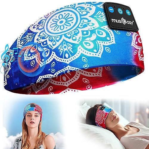 MUSICOZY Sleep Headphones Headband Bluetooth Soft Headphones for Sleeping & Sport with Thin Speakers,Wireless Music Earphones Tech Gifts for Men Women Teens Yoga Workout Fitness Relax Travel