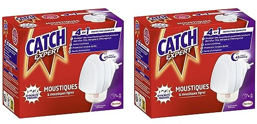 CATCH EXPERT Lot de 2 Diffuseurs électriques Moustiques Répulsif 45 nuits
