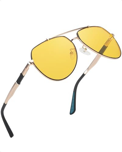 SODQW Day and Night Driving Glasses Polarised Night Vision Glasses Anti Glare Yellow Lens Sunglasses Men Women with UV400 Protection