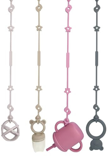 4 Stück Baby Spielzeug Schnullerkette Silikon Cup Catcher, Sicherheitsgurte für Spielzeug, BPA-frei, Lebensmittelqualität Silikon Trinkbecher Halteriemen Für Kinderwagen Hochstuhl Autositz