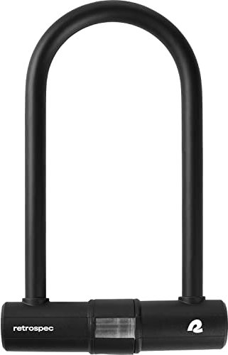 Retrospec Lookout - Lucchetto a U per bicicletta, con 2 chiavi in acciaio inox antiruggine, staffa, resistente, antifurto, 14 mm, design anti-rotazione