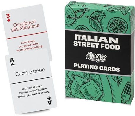 Lingo Italian Street Food Spielkarten | Italienische Street Food Rezepte & Tipps Reise-Lernkarten-Deck