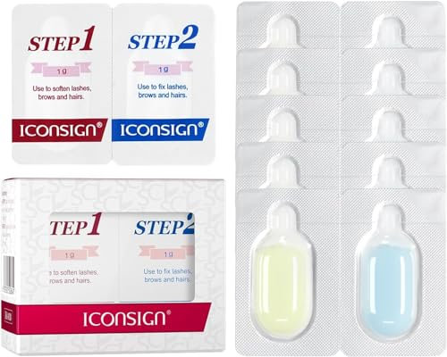 ICONSIGN Lash Lift Kit, 2 en 1 Kit de Laminación de Pestañas, Kit Profesional de Laminación de Pestañas para Levantamiento Natural de Pestañas y Realce de Cejas (Cantidad: 2×5 Paquetes)