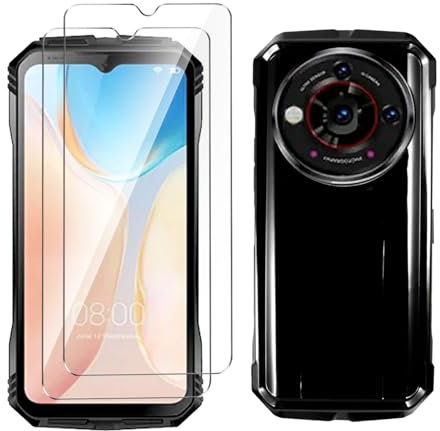 LYZXMY Coque pour Doogee V30 Pro/Pro Ultra(6.58) Noir Housse + 2 x Verre trempé Protection écran, Souple Silicone Étui Protection Bumper TPU Téléphone Case Cover