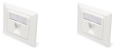 DIGITUS Anschlussdose Für Keystone-Modul - 1 Port - Auslass 45° Gewinkelt - Mit Staubschutz-Kappe - Weiß (Packung mit 2)