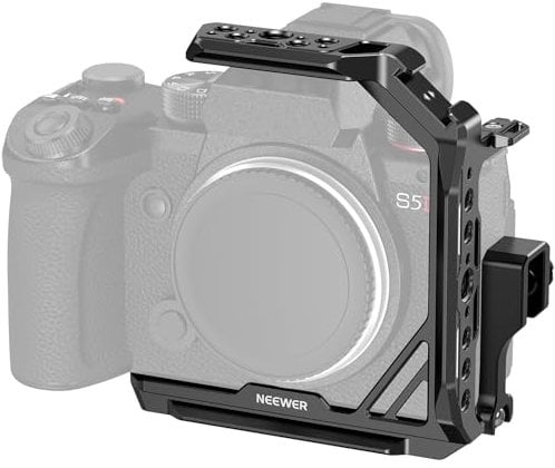 NEEWER LUMIX S5 II X Halbkäfig für Panasonic S5 II/S5 II X G9 II Kamera, Video Rig mit HDMI Kabelklemme, NATO Schiene, 1/4 3/8 Gewinde, Arca Grundplatte Kompatibel mit DJI RS2 RSC2 RS3 PRO, CA056