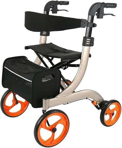 Walker,Elektrischer Rollstuhl, faltbarer Rollator mit zwei Bremsen, Sitz und abnehmbarer Aufbewahrungstasche, einstellbare Höhe mit Stockhalter Jede Familie (Color : B)