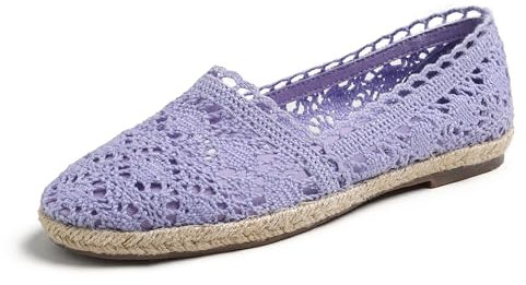 Feversole Round Toe Lace Ballet Crochet Flats,Scarpe comode e Traspiranti da Donna all'Uncinetto Lilla - Maglia all'Uncinetto Juta 40 EU